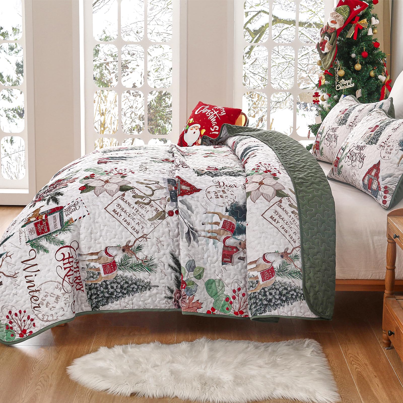 Dobuyly pattern detail with reindeer and trees highlighting seasonal charm