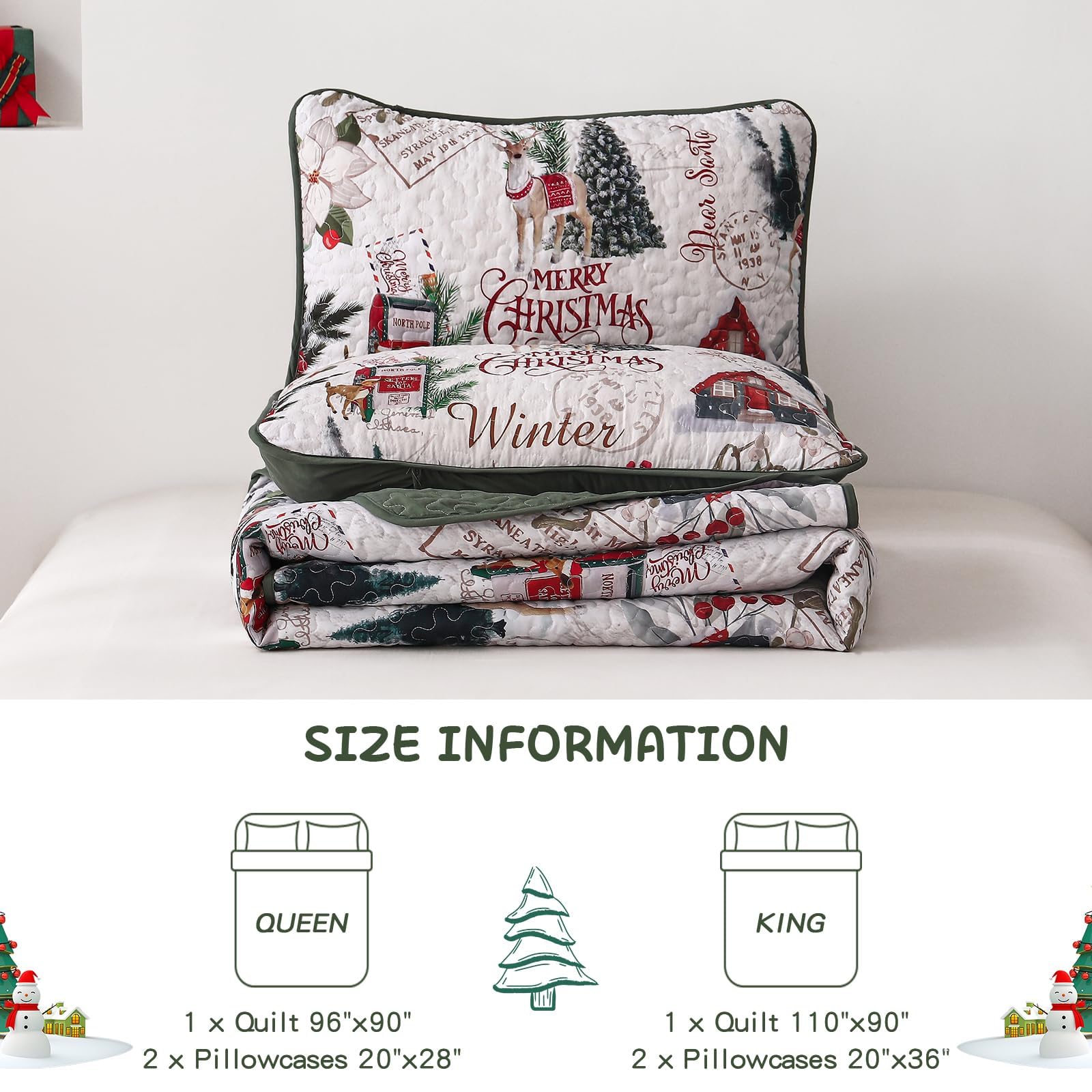 Dobuyly quilt drape on mattress showing 96x90 inch coverage for queen beds
