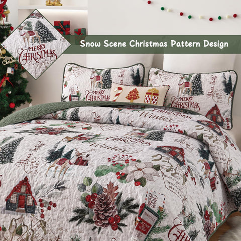 Dobuyly styled bedroom scene showing festive bedding creating instant holiday cheer