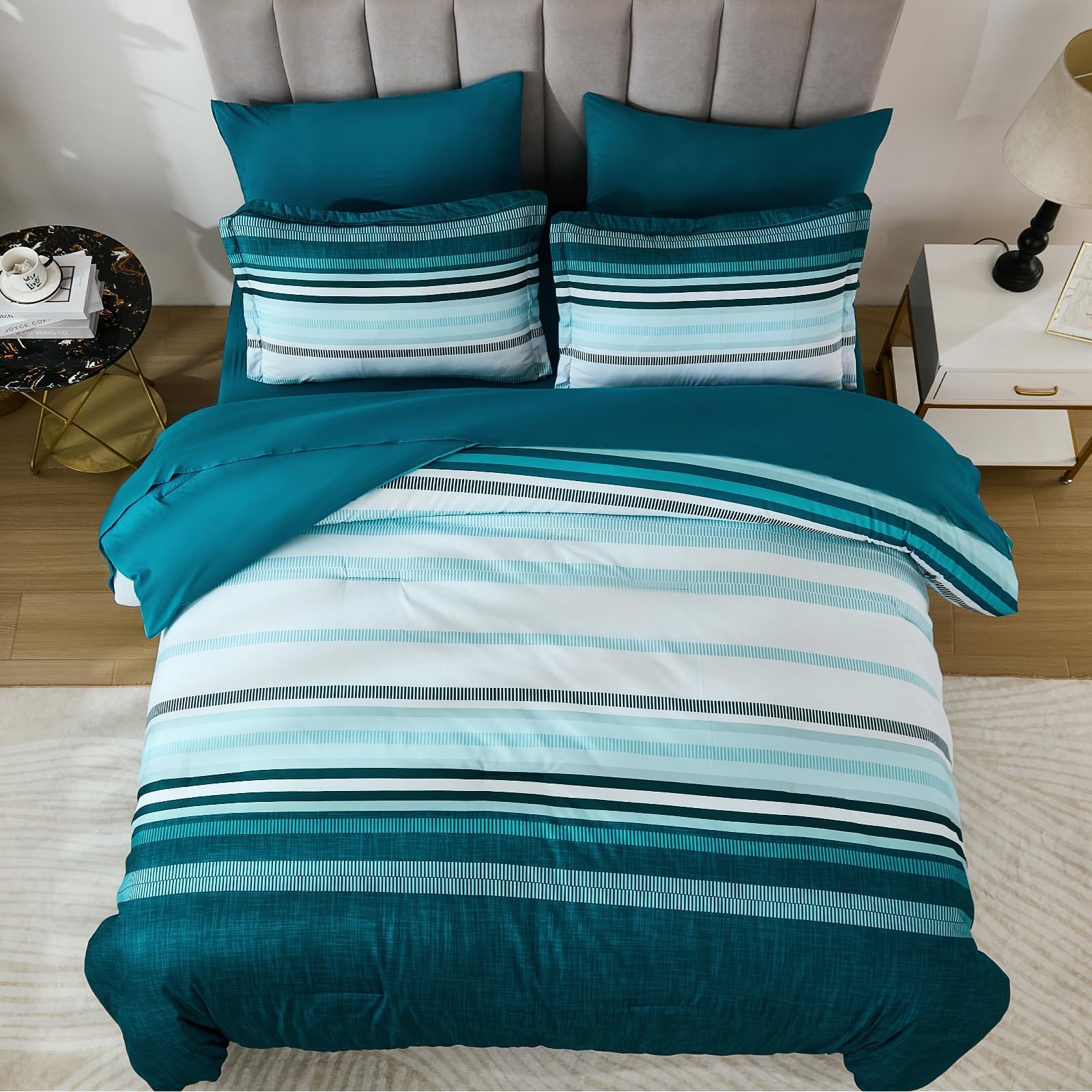Dobuyly comforter fill detail displays stitched construction preventing clumping and even warmth