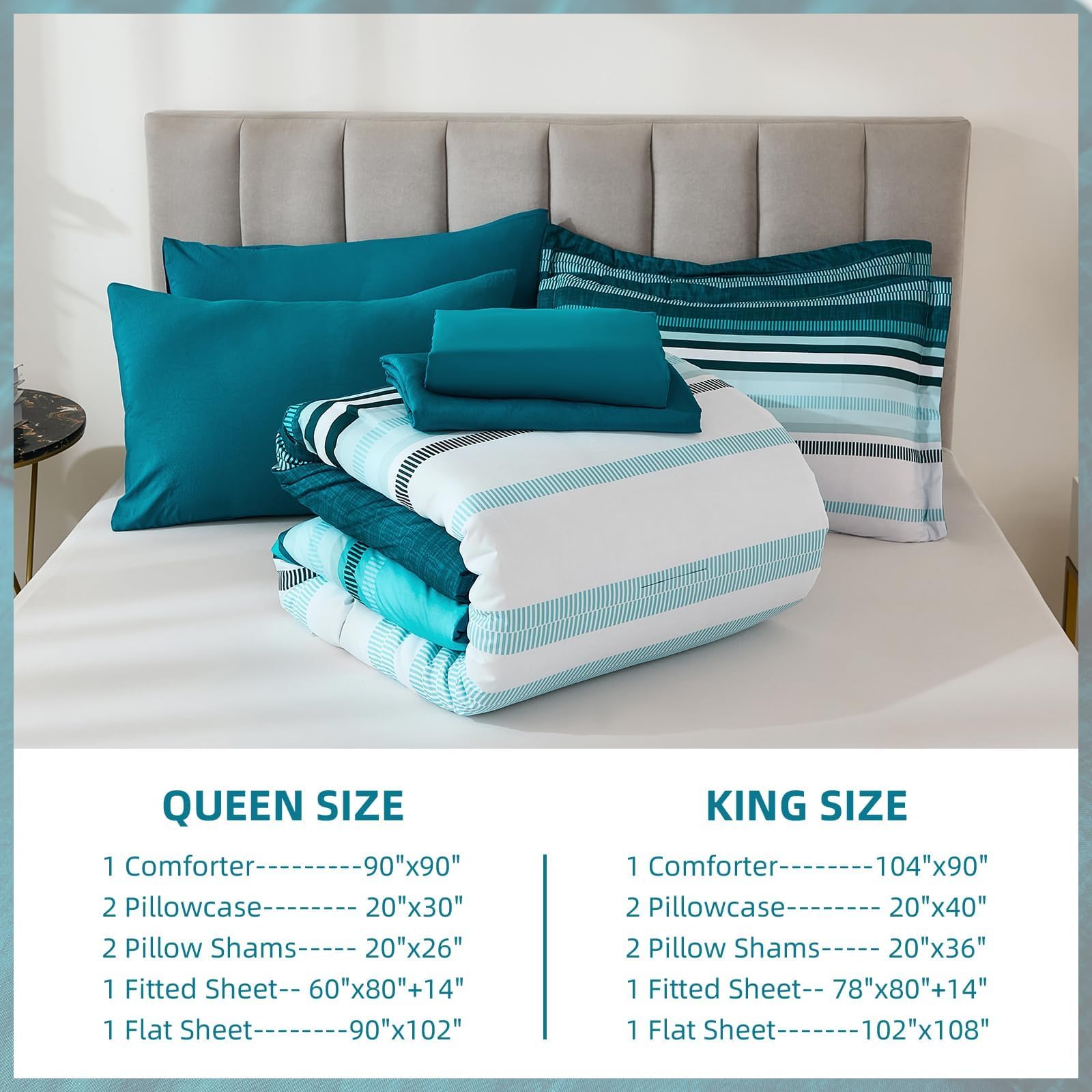 Dobuyly comforter on queen mattress provides clear scale and full-size coverage for beds