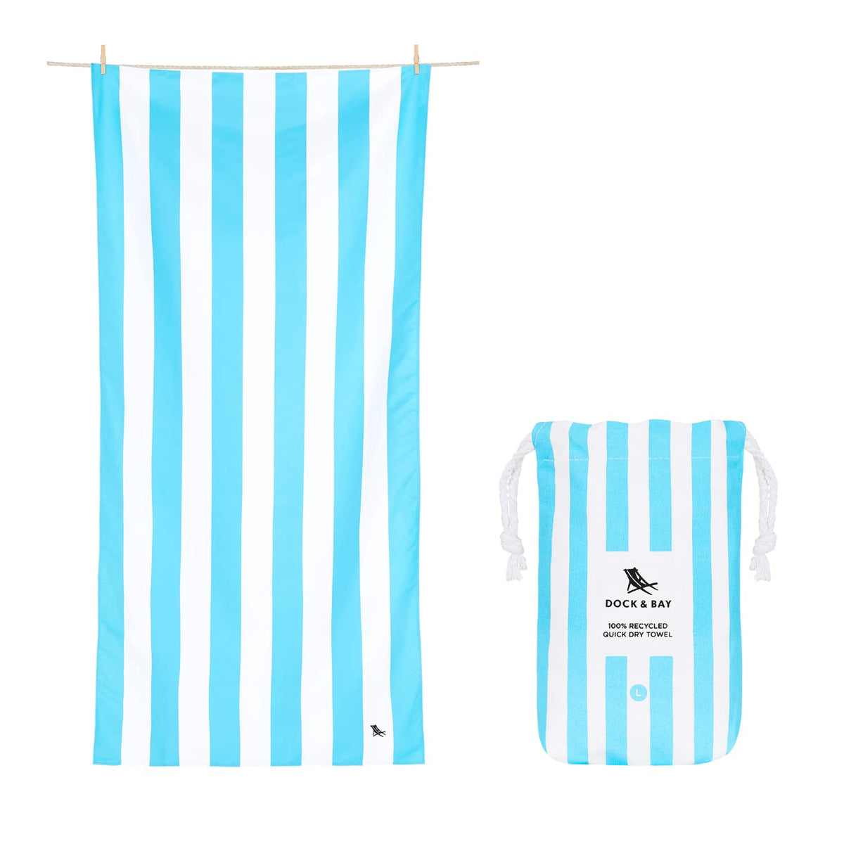 Dock & Bay front view showing cabana stripe and generous coverage