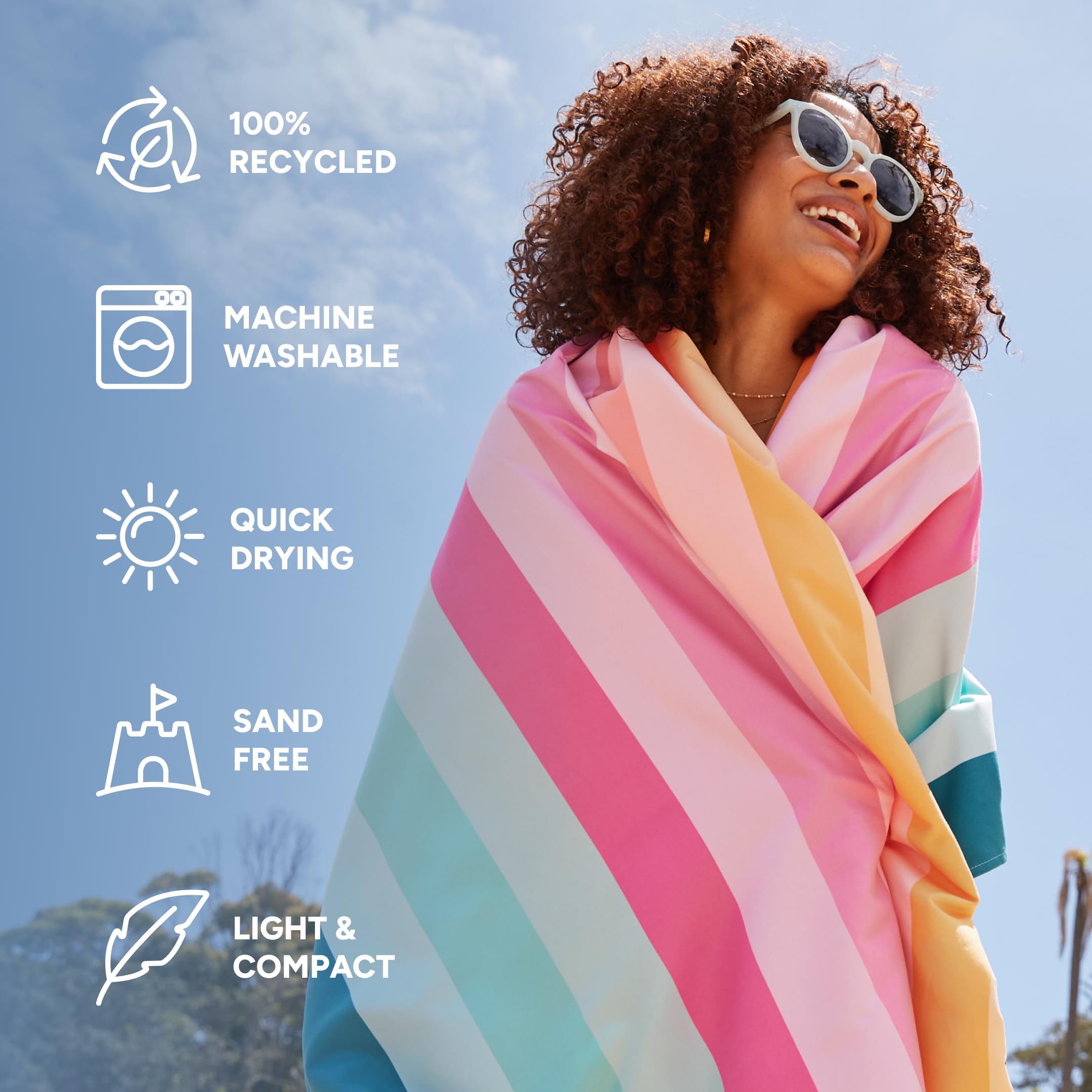 Dock & Bay towel folded in compact pouch for easy travel and packing
