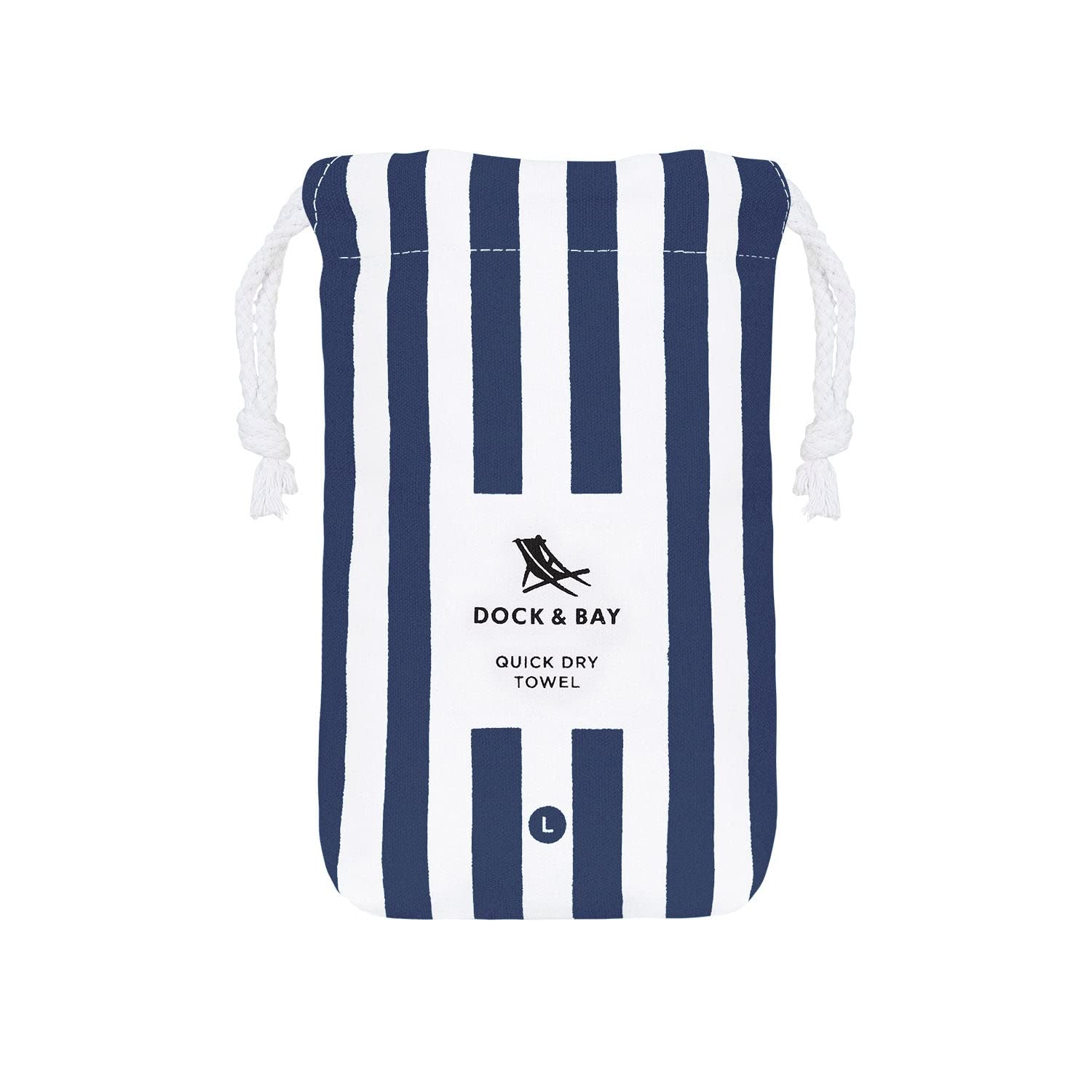 Dock & Bay label and recycled fabric tag highlighting eco-friendly materials benefit