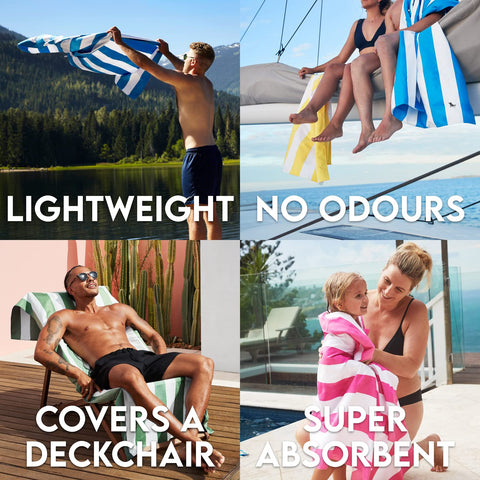 Dock & Bay towel spread on sand in use showing sand-shedding and beach comfort