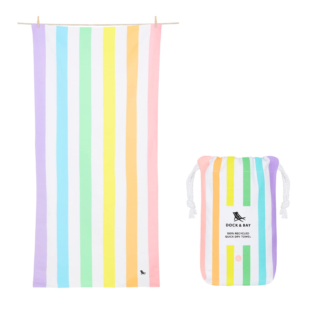 Dock & Bay towel front view showing Summer Unicorn Waves design and vibrant colors