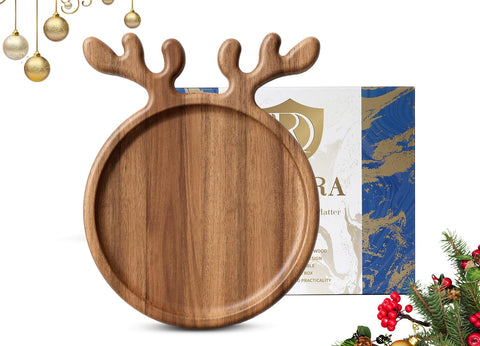 Dofira antler platter front view showing festive serving surface and charm
