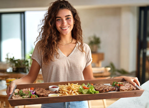 Dofira serving tray in use with charcuterie for entertaining convenience benefit