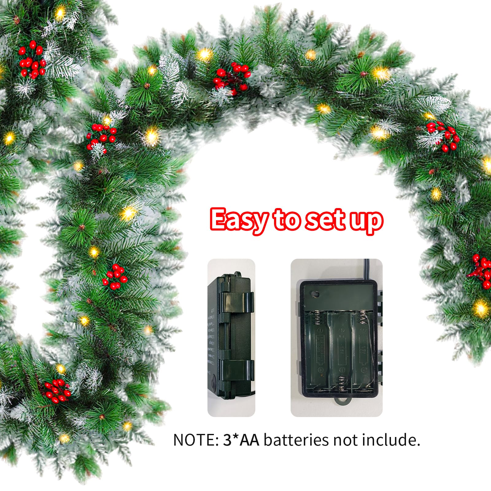 DoHome mantel display with garland lit, creating welcoming holiday atmosphere