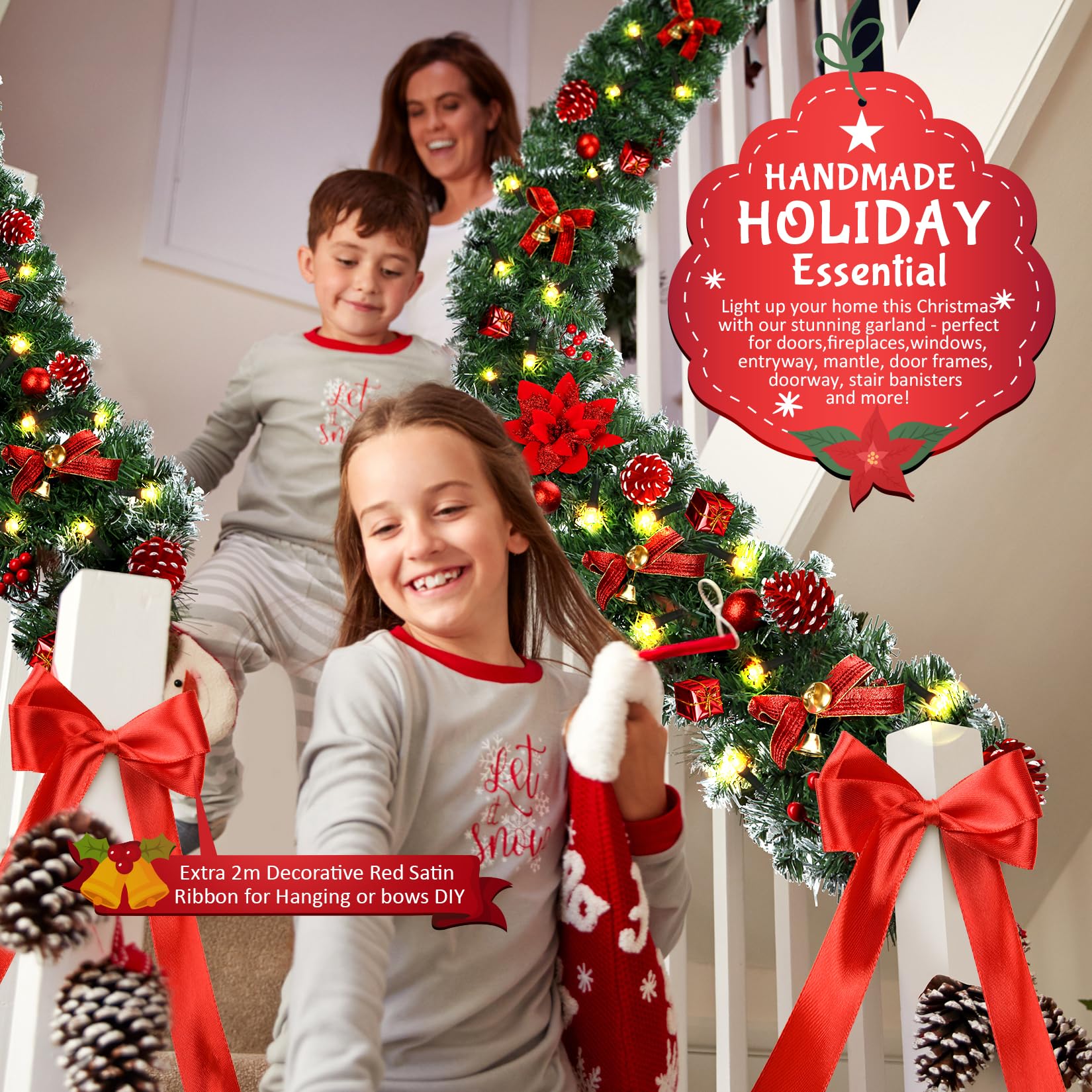 DOIOWN assortment of bows, poinsettias and ornaments for rich look