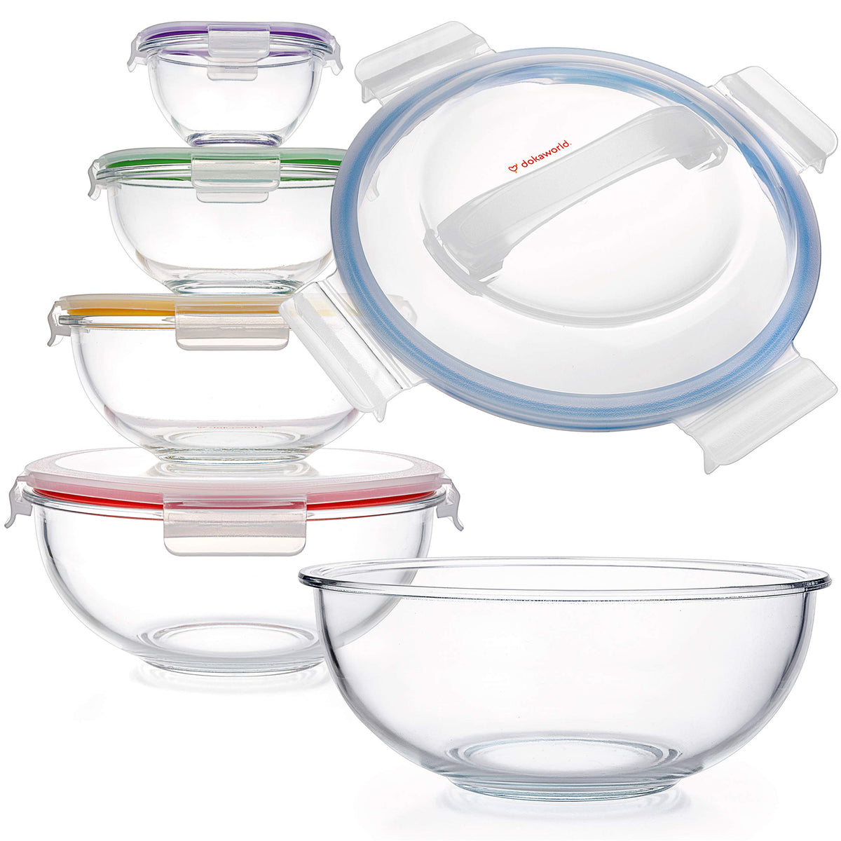 dokaworld front view of boxed glass bowl set showing sleek design and storage benefit