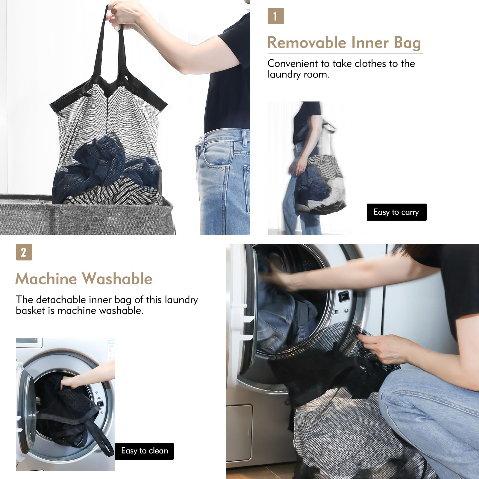 DOKEHOM mesh bag placed in washing machine showing washer-safe benefit