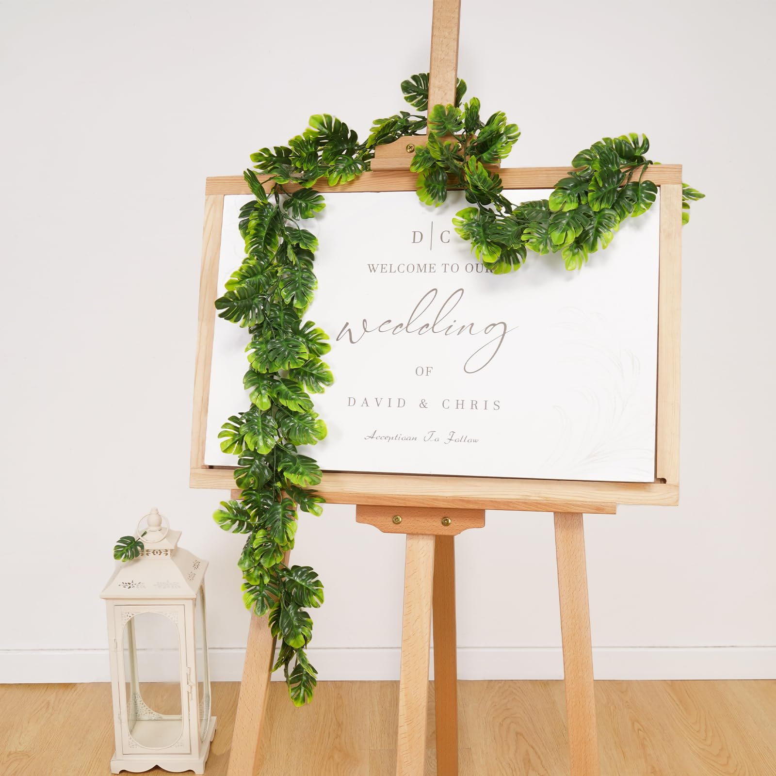 Dolicer monstera garlands used in a luau-style party to create a tropical atmosphere