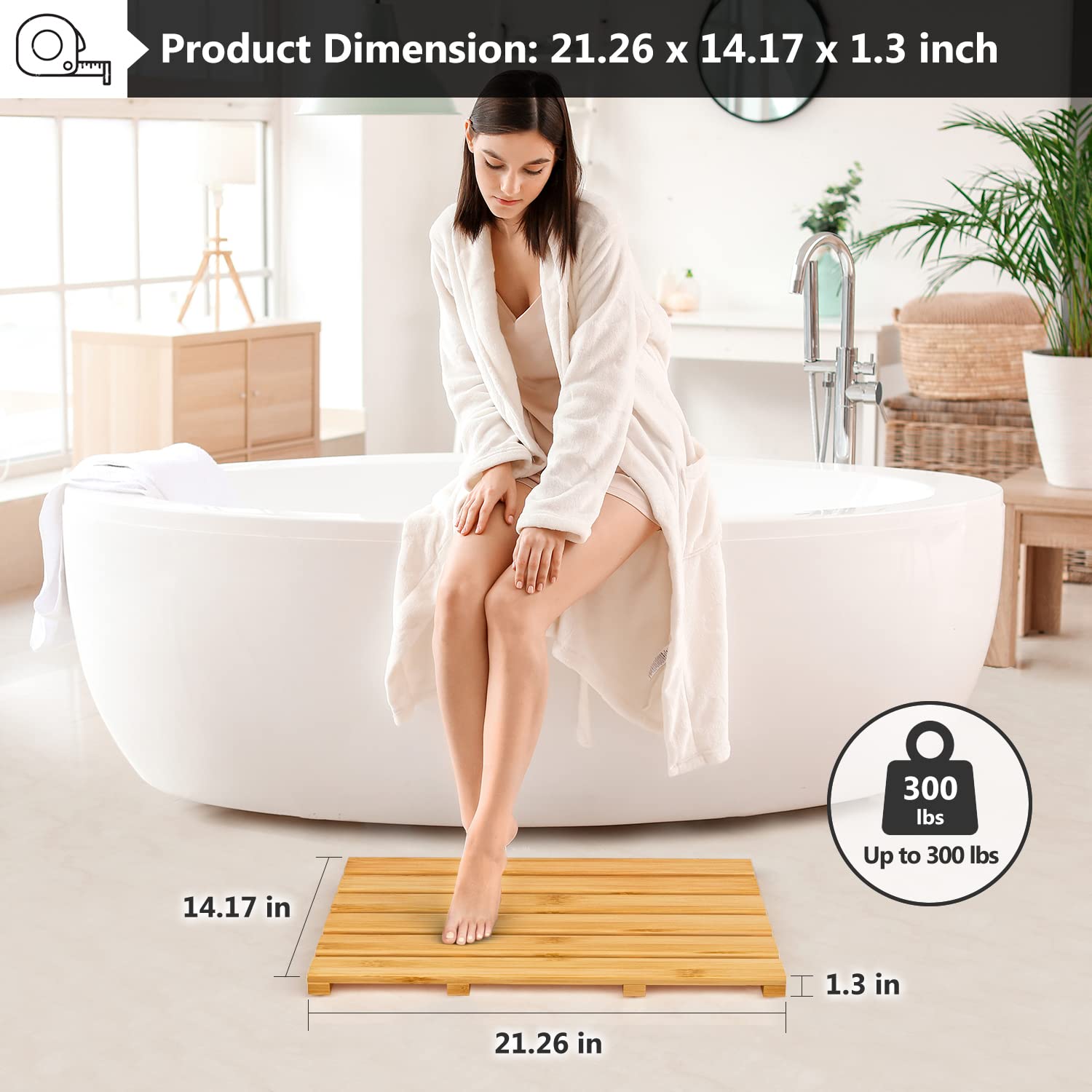 Domax bamboo underside showing rubber feet benefit: non-slip stability