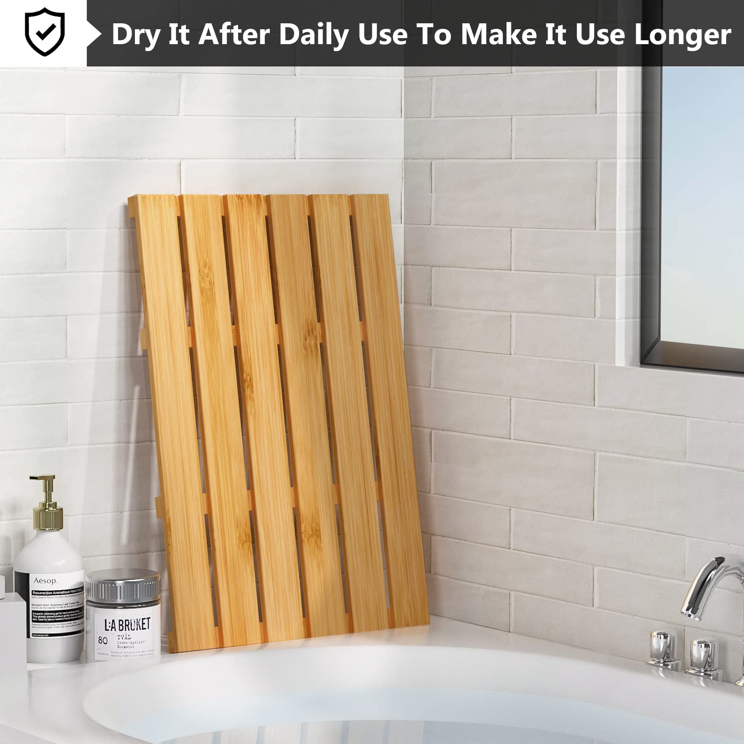 Domax bamboo mats stacked to air dry benefit: easy maintenance and fast drying
