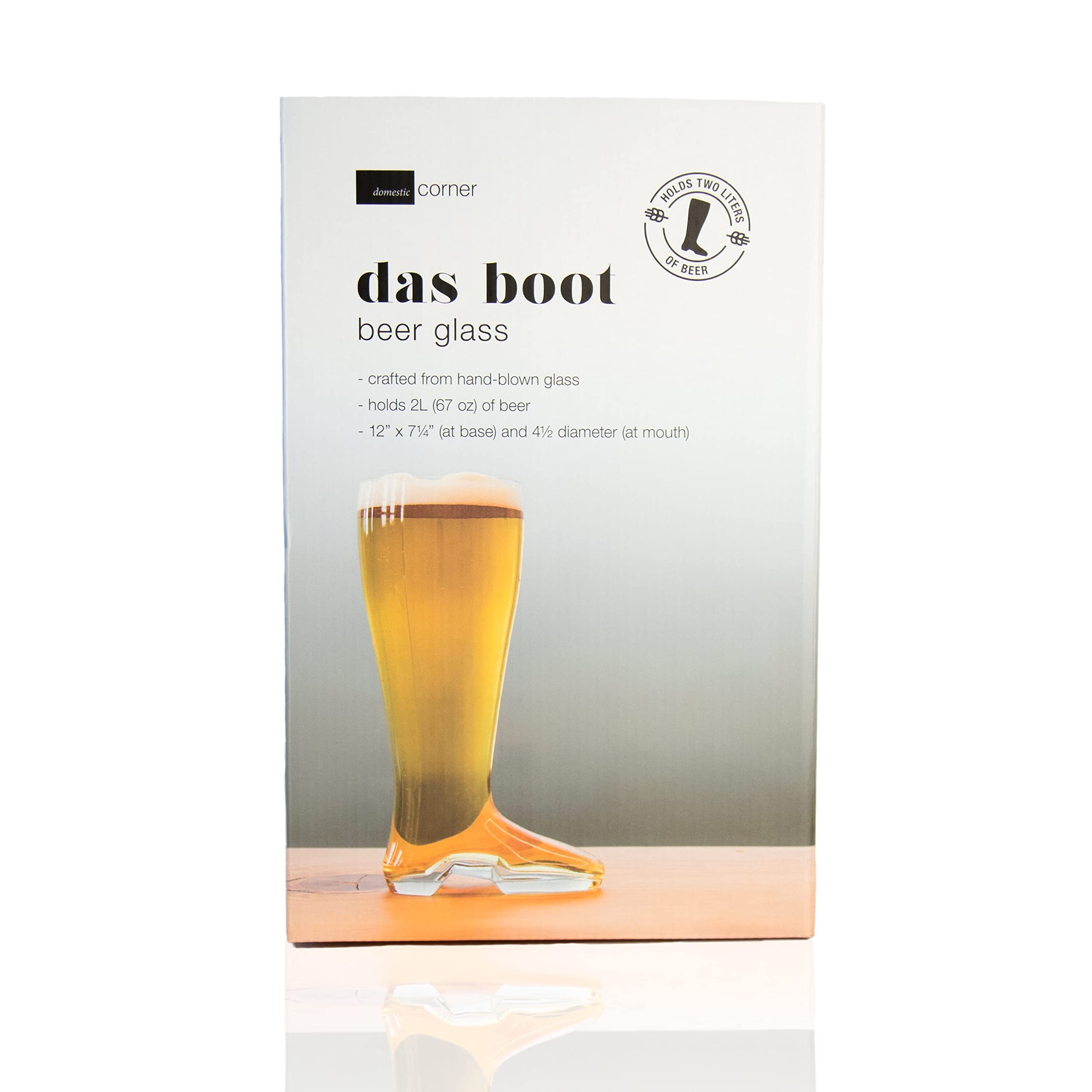 Domestic Corner Das Boot held by a hand to show size and ease of passing around