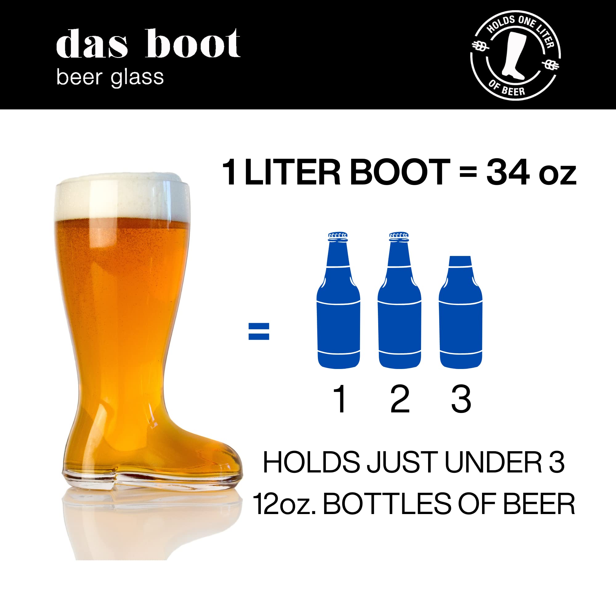 Domestic Corner Das Boot pouring beer into glass showcasing full one‑liter capacity benefit