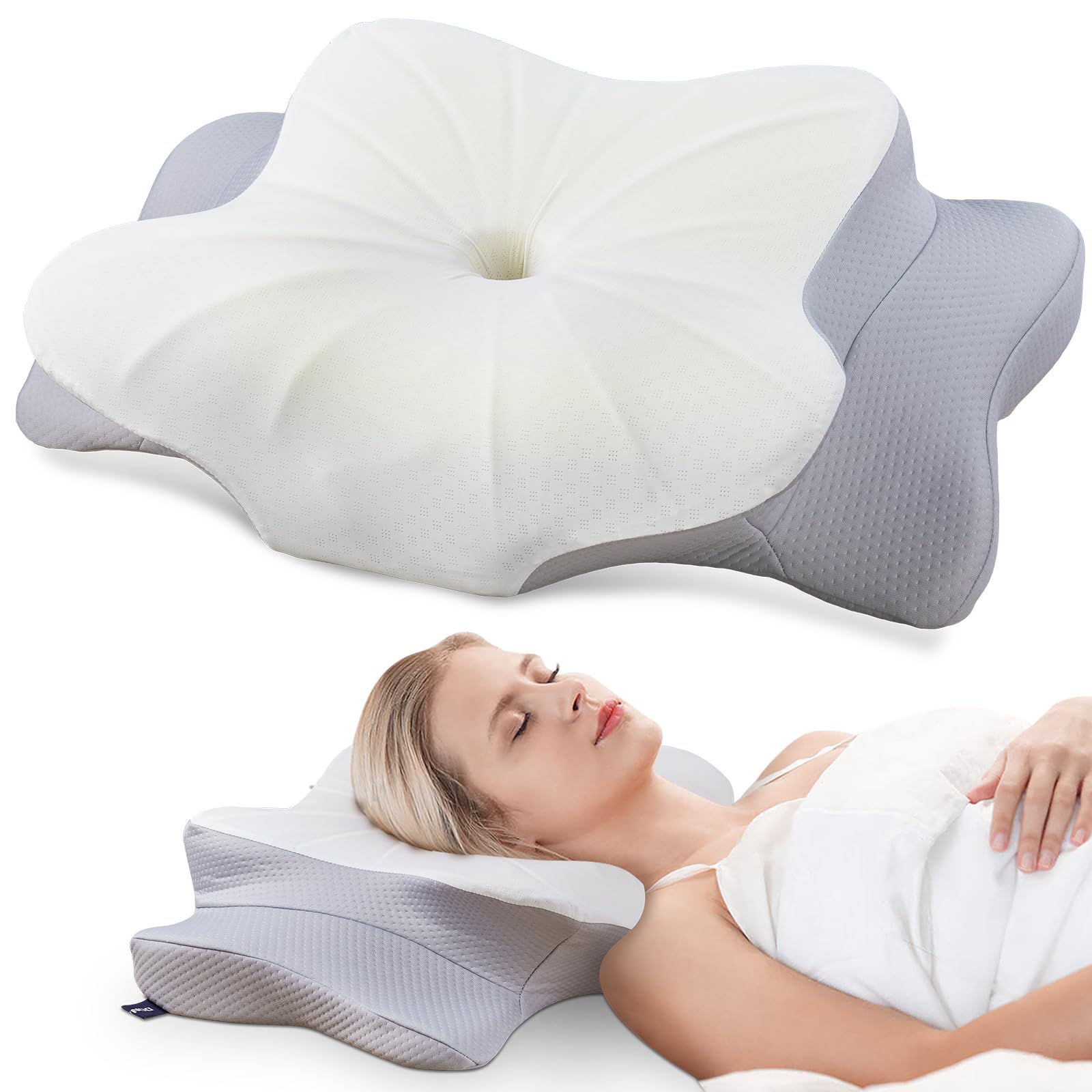 DONAMA front view of contour pillow showing ergonomic shape and full support