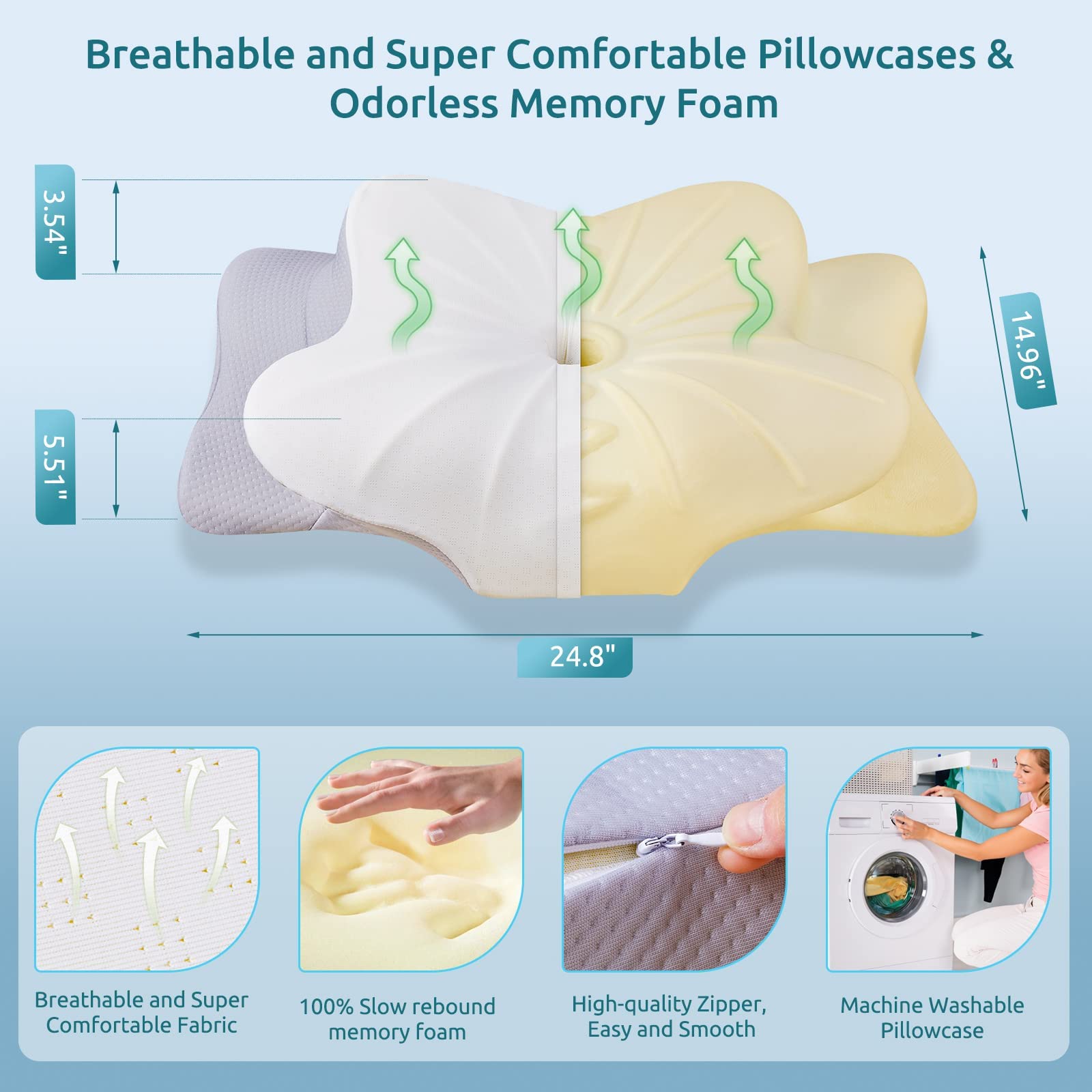 DONAMA pillow in bedroom lifestyle promoting restful and aligned sleep