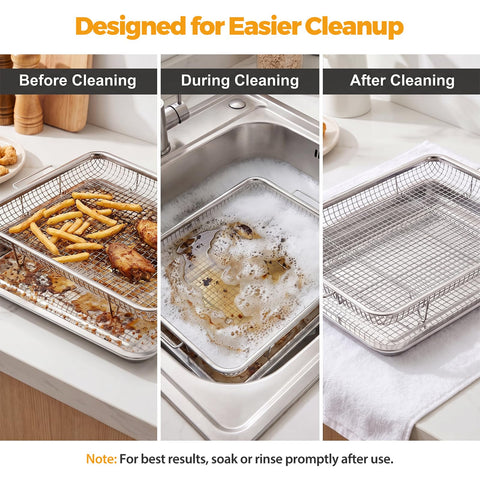DONGULI tray beneath basket catching drips to keep oven cleaner