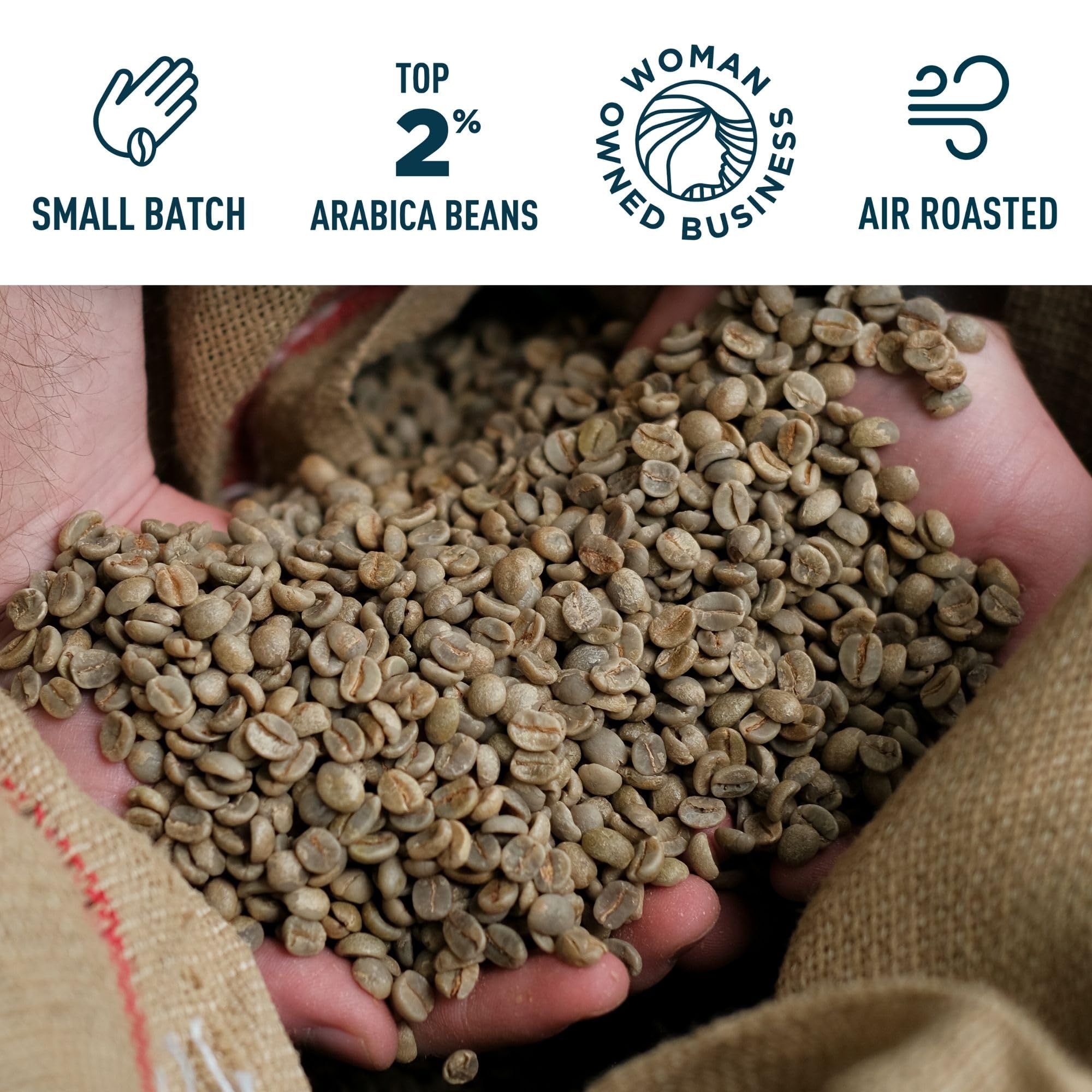 Door County Coffee & Tea Co. label close-up showing roast and origin details for quality