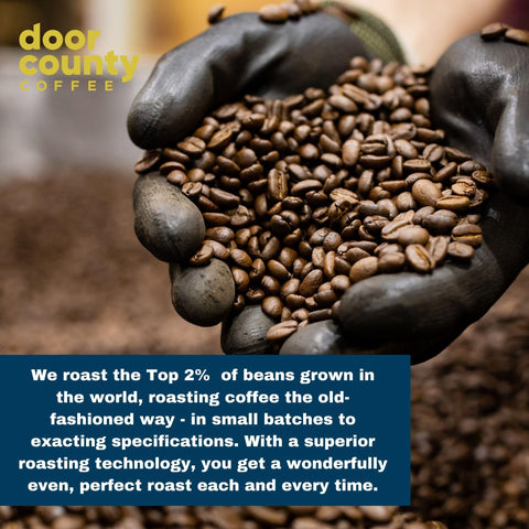 Door County Coffee & Tea Co. assortment spread showing flavor variety and holiday selection