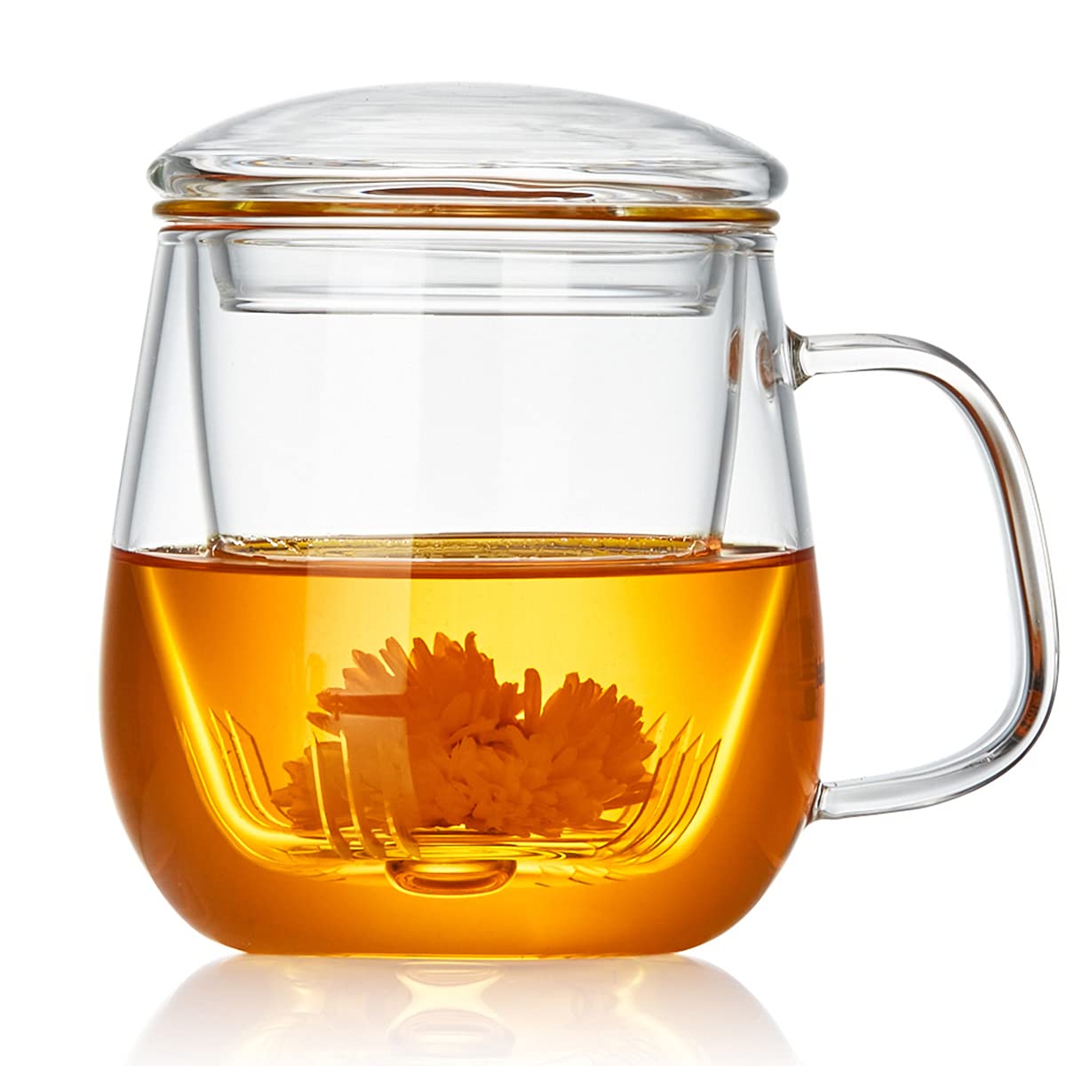 DOPUDO front view clear teacup showing elegant glass and handle, highlights clarity benefit