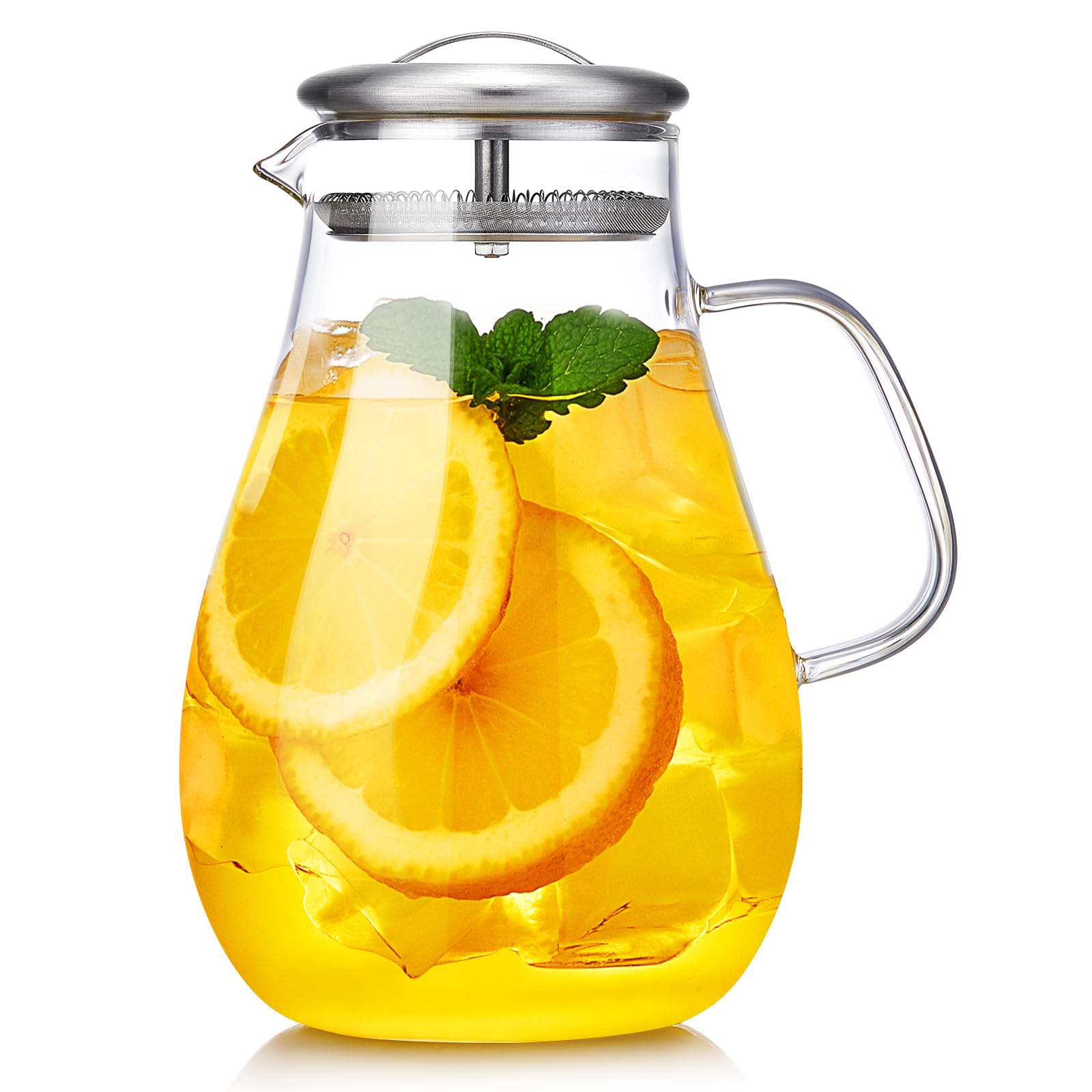 DOPUDO front view of glass pitcher showing capacity and shape for serving