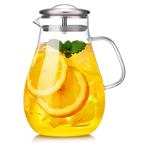 DOPUDO front view of glass pitcher showing capacity and shape for serving