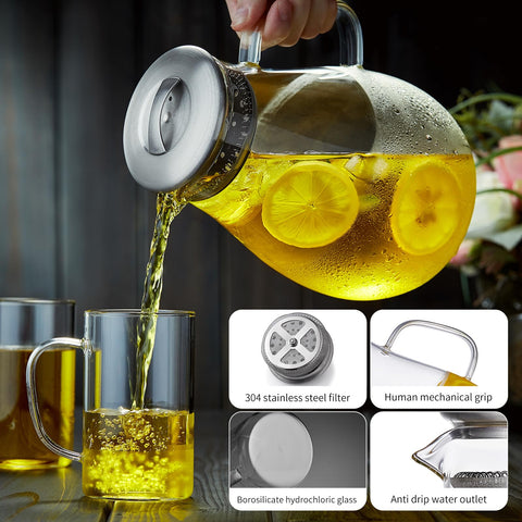 DOPUDO pitcher held by hand to show scale and easy handling benefit