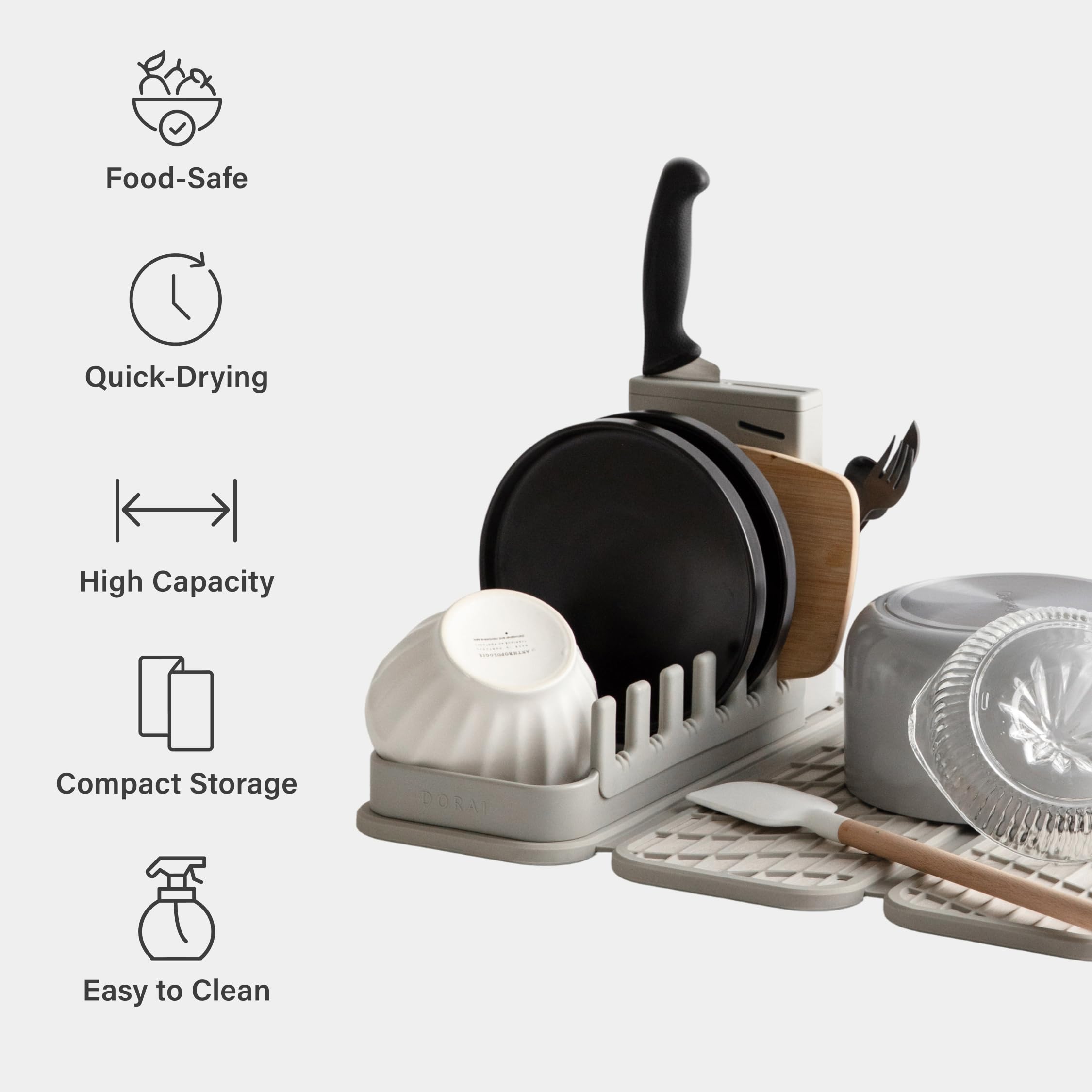 Dorai collapsed rack folded flat illustrating space-saving storage benefit