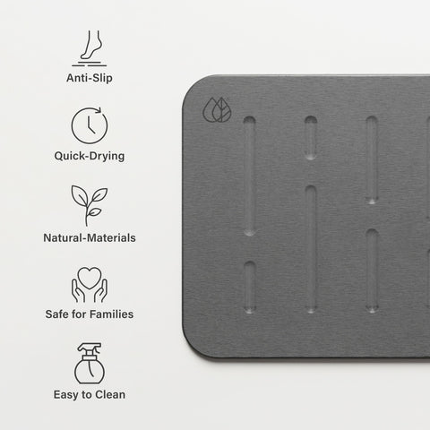 Dorai underside rubberized non-slip base for secure bathroom footing