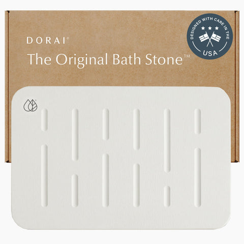Dorai front view Rain Sandstone mat showing sleek stone look and instant drying benefit
