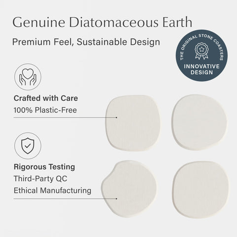 Dorai coasters with cold glass demonstrating condensation absorption benefit