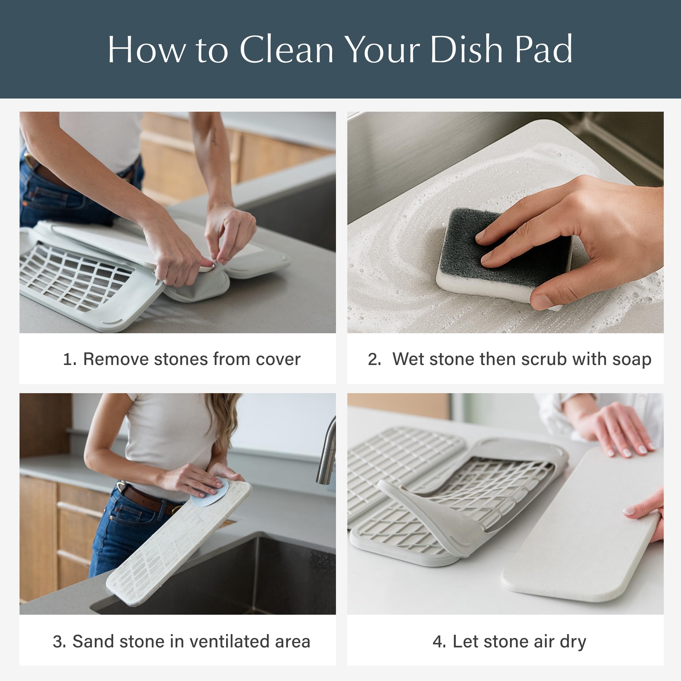 Dorai stone mat absorbing water drop indicating quick moisture removal