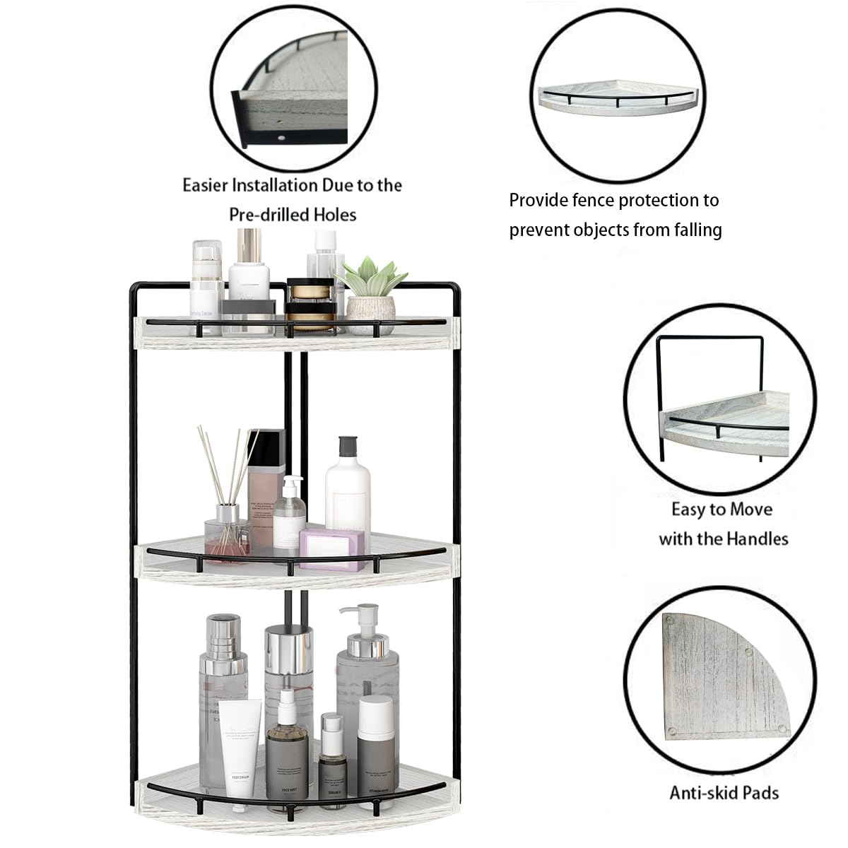 Dorhors placed in a bathroom corner maximizing counter space and organization