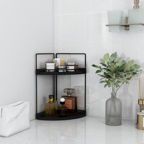 Dorhors styled in bathroom showing organized countertop and calm