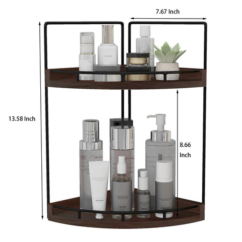 Dorhors shelf styled in kitchen corner storing spices and mugs to maximize counter space