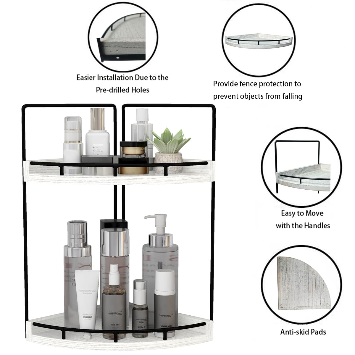 Dorhors top shelf close-up of waterproof wood surface for easy cleaning