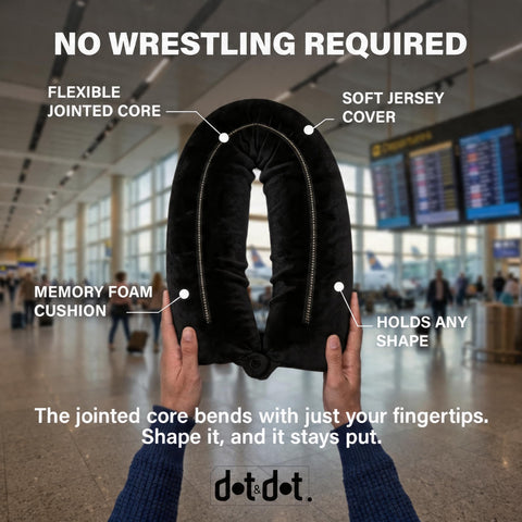 Dot&Dot snapped to luggage handle for hands-free carrying convenience