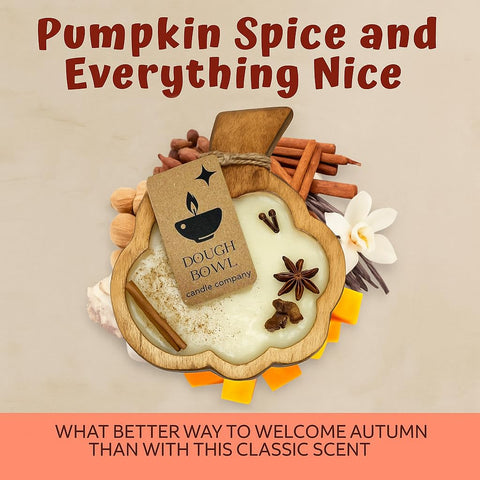 Dough Bowl Candle Co. pumpkin candle in holiday table arrangement creating cozy mood