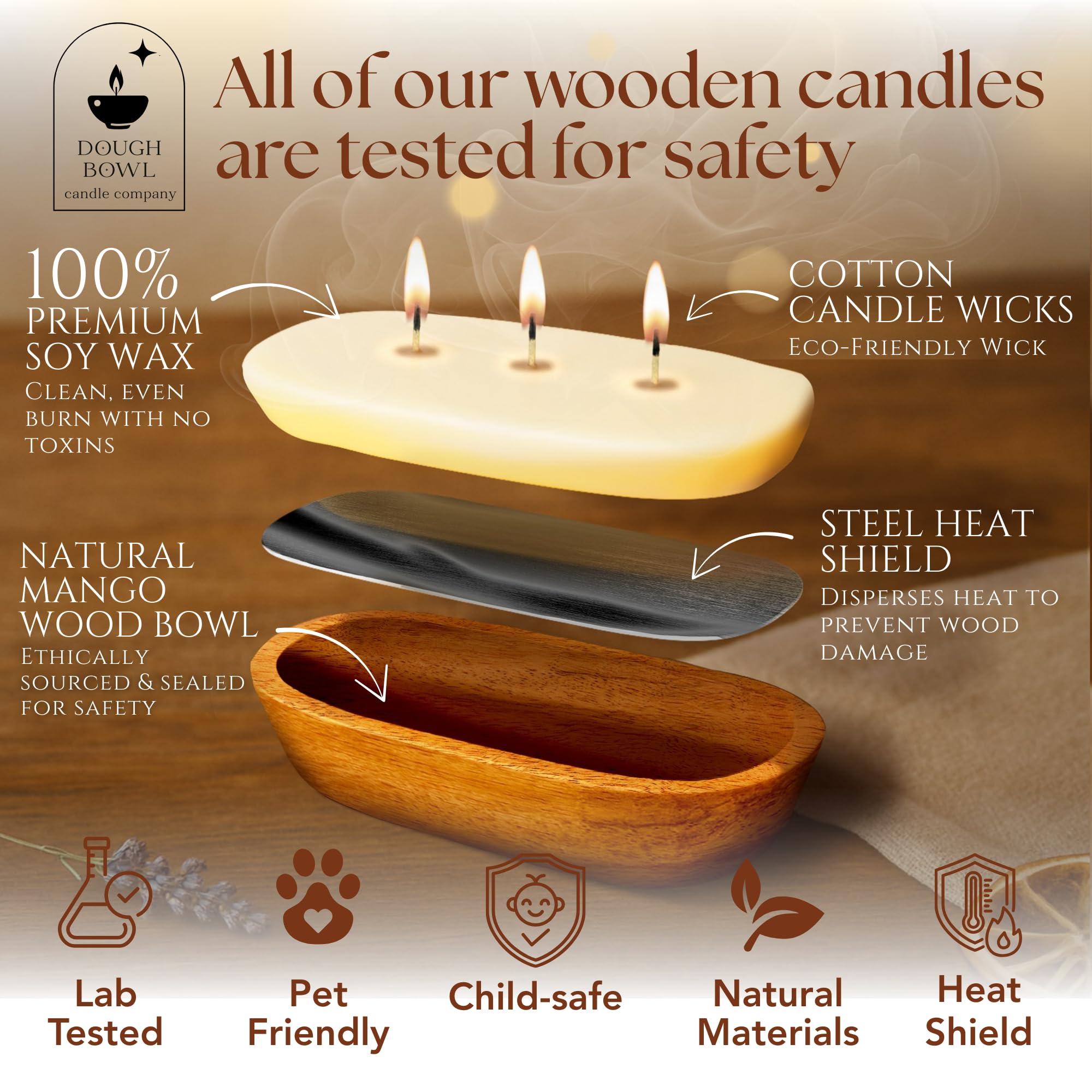 Dough Bowl Candle Company bowl shown in hand for size and sturdy two-pound feel