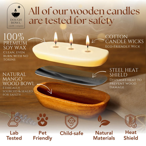 Dough Bowl Candle Company bowl shown in hand for size and sturdy two-pound feel