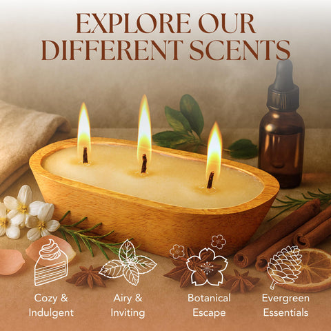 Dough Bowl Candle Company three wicks burning evenly for strong, even scent throw