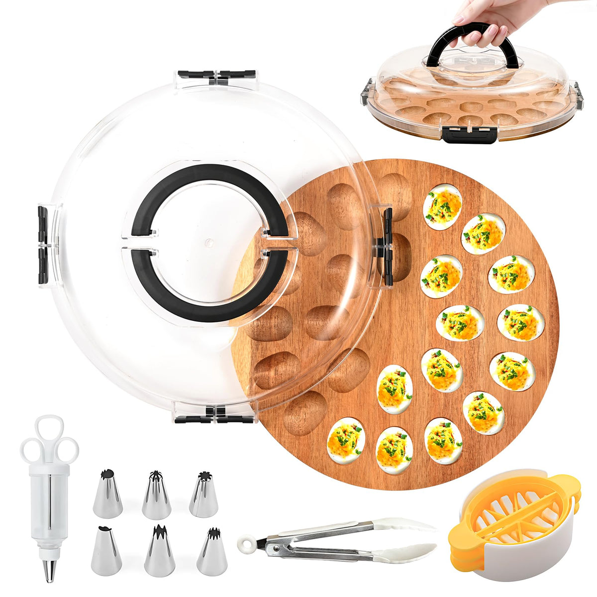 DouMmantn front view platter showing 24-hole display and easy serving benefit