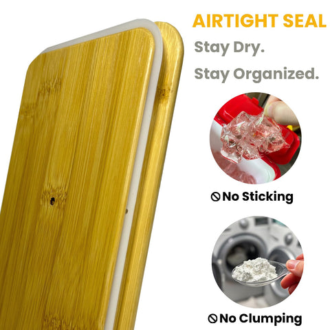 Dounozzi lid close-up showing rubber seal for airtight protection and freshness