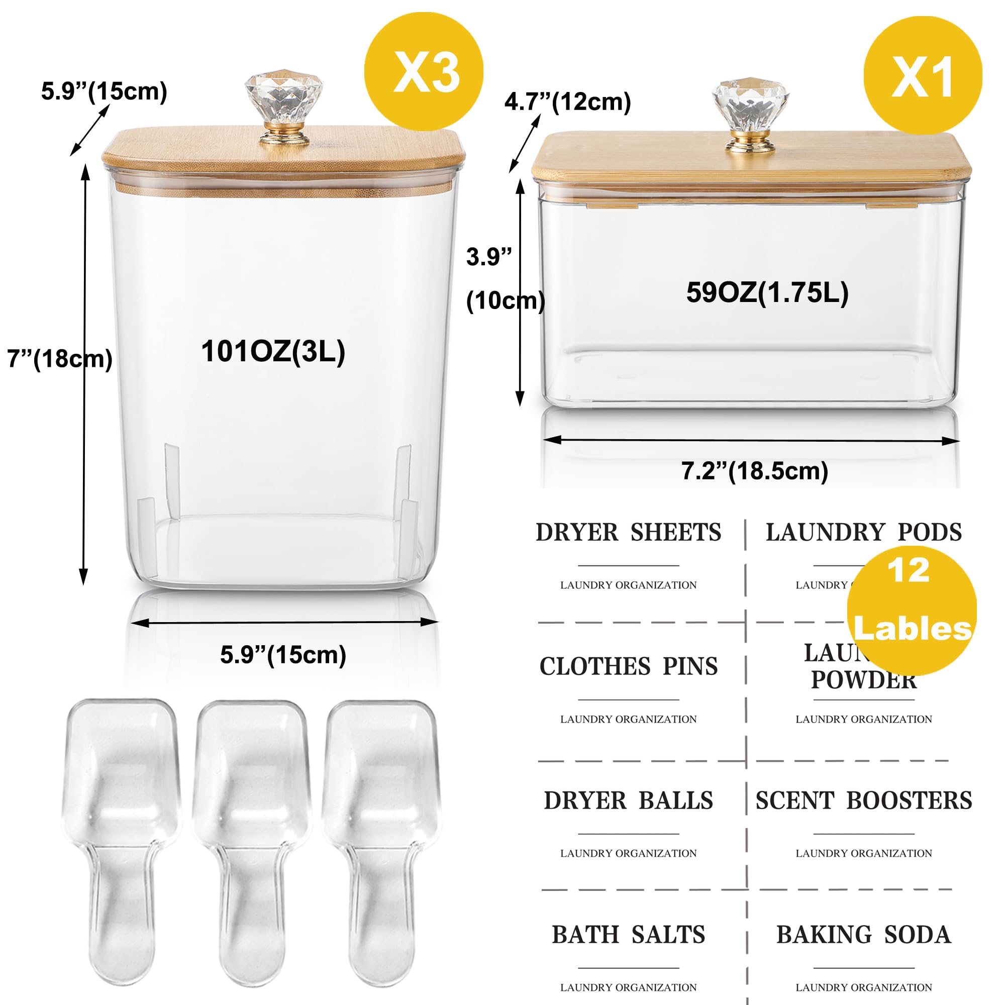 Dounozzi containers on shelf with ruler showing compact dimensions and storage advantage