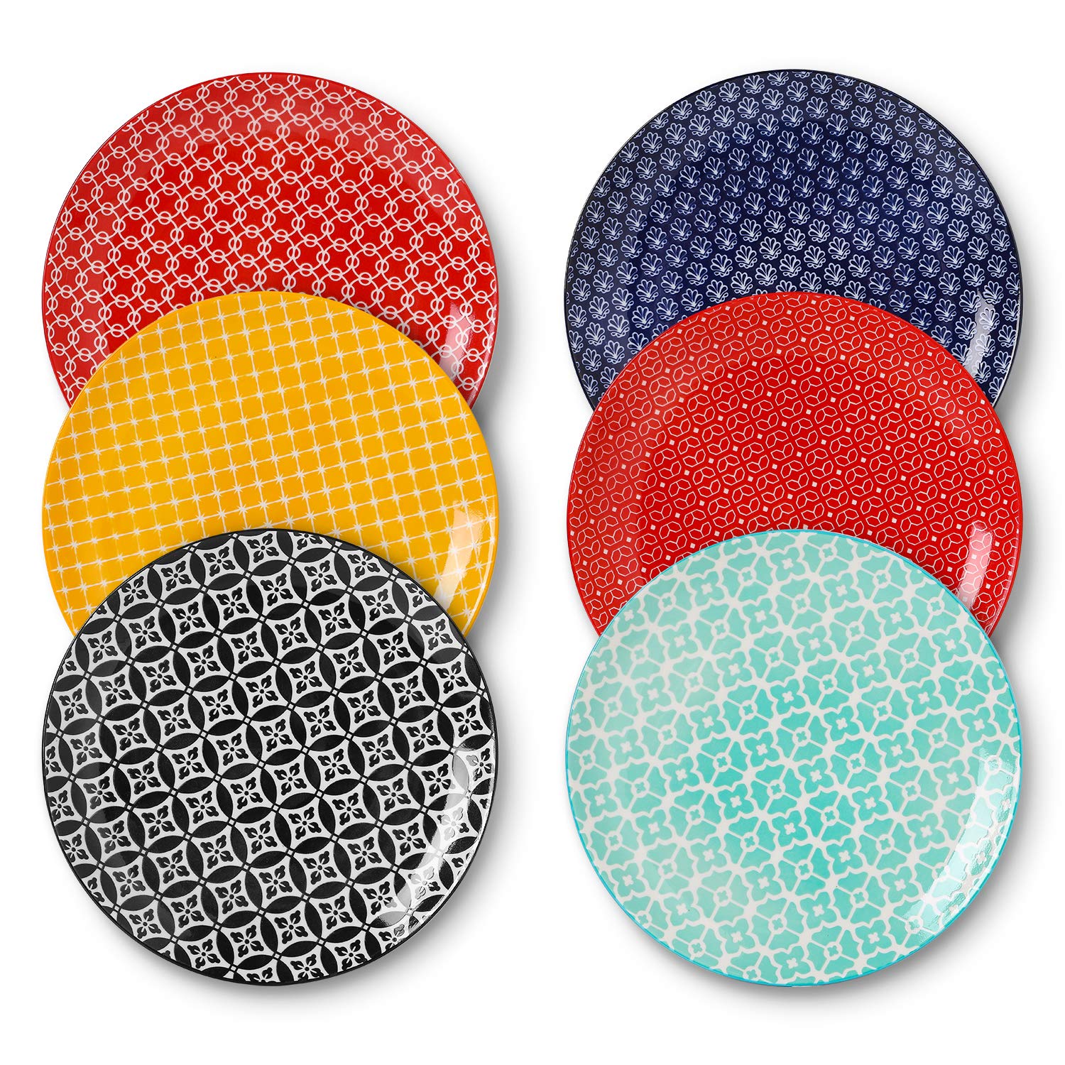 DOWAN 10-inch front view showing colorful geometric patterns and durable glaze benefit