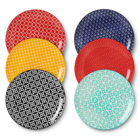 DOWAN 10-inch front view showing colorful geometric patterns and durable glaze benefit