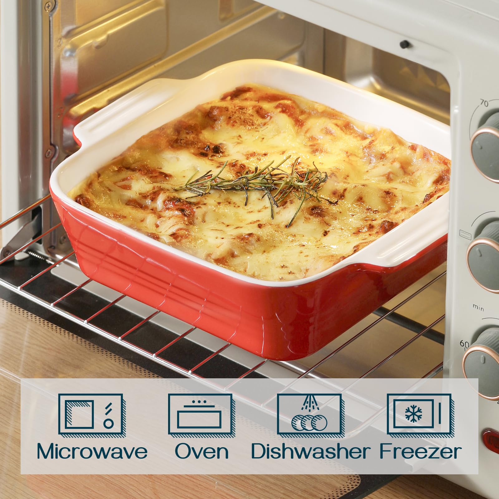 DOWAN pan in oven with casserole for even baking and heat retention